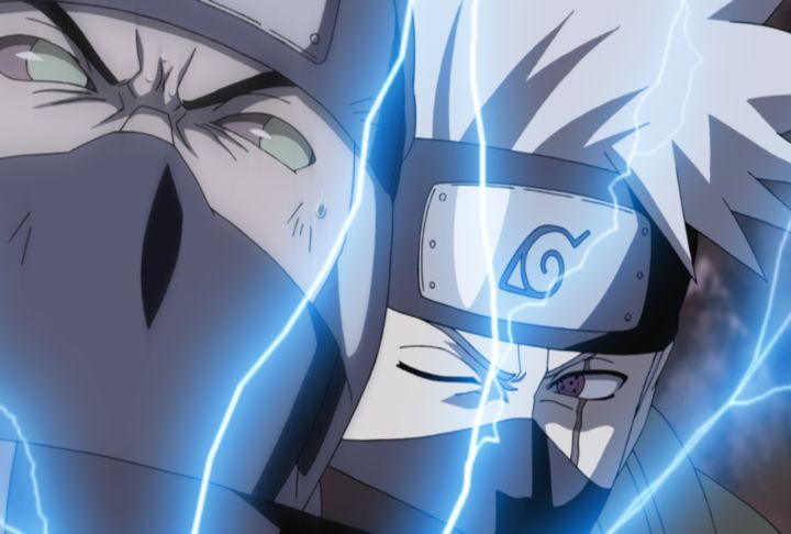 Download Kakashi Hatake and Tobi Face Off in the World of Naruto Wallpaper