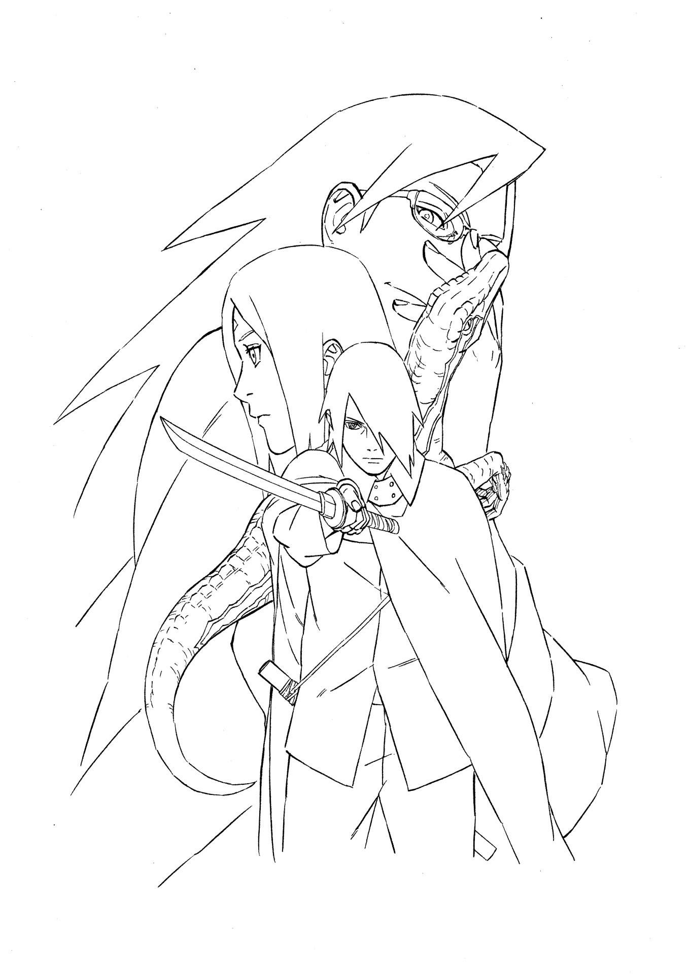 Naruto Sasuke Coloring Pages  Naruto drawings, Anime lineart, Naruto