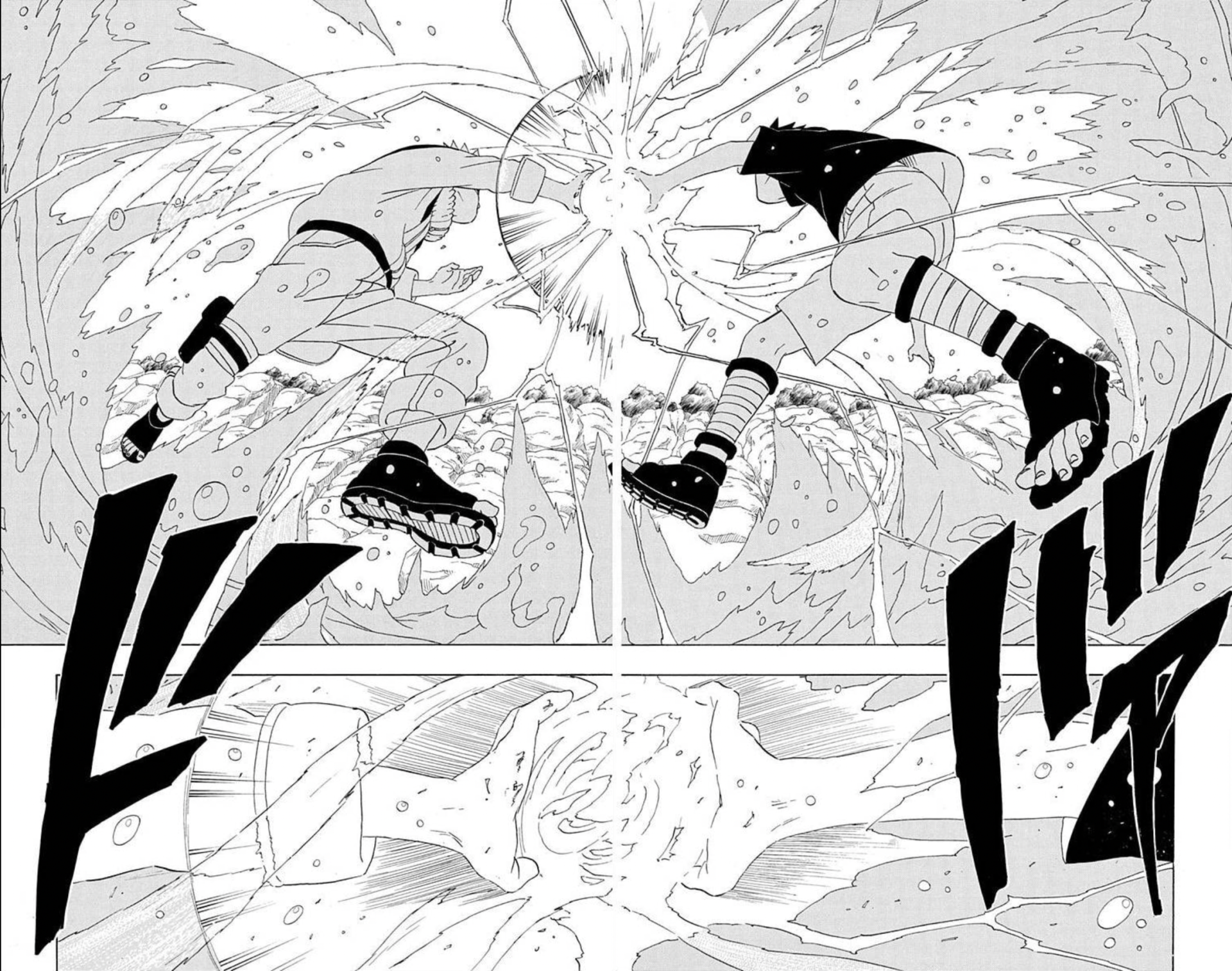 how to draw naruto rasengan vs sasuke chidori